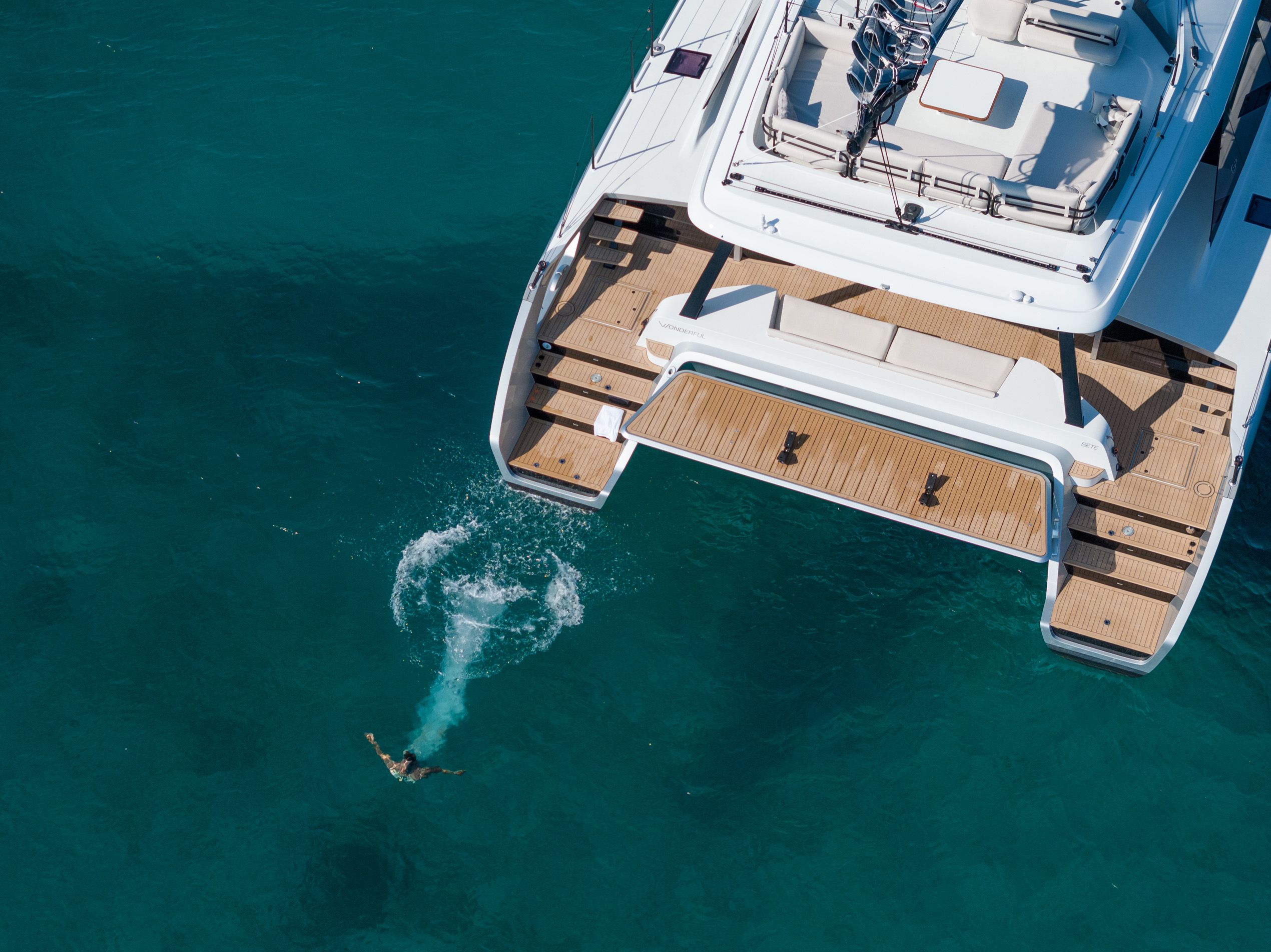 Gunboat 72 Aft Aerial view